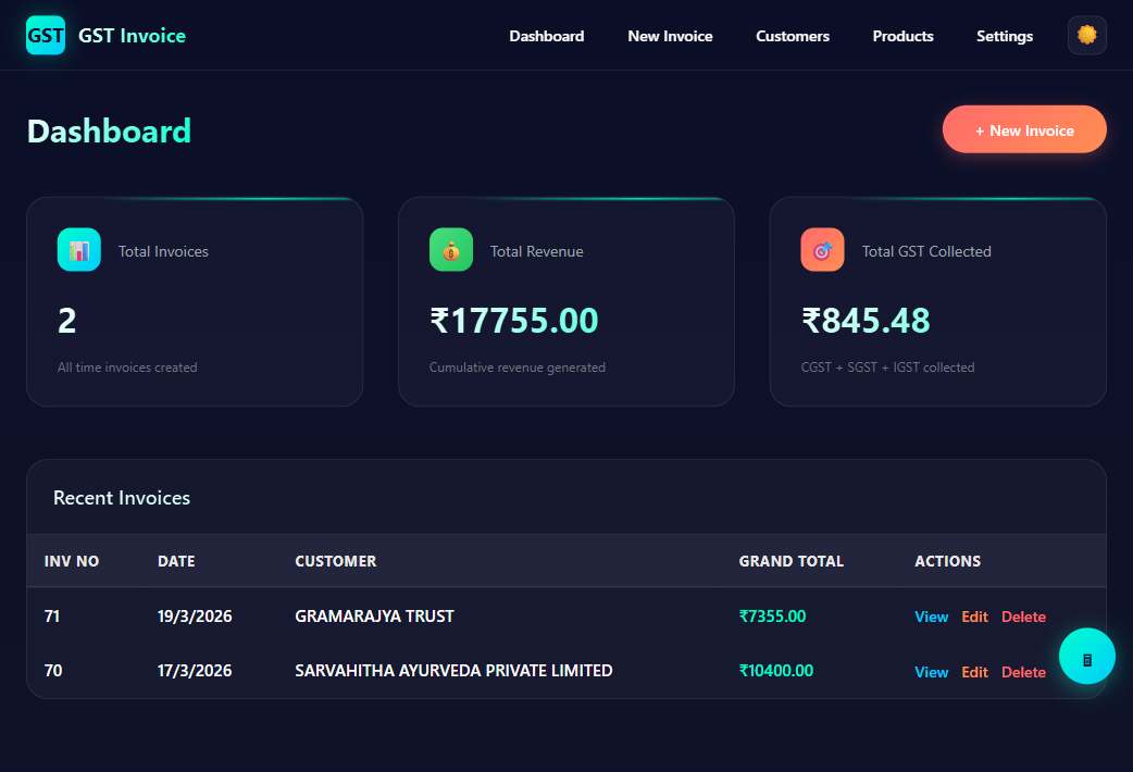 GST Invoice Calculator Screenshot